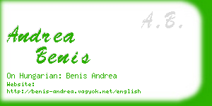 andrea benis business card